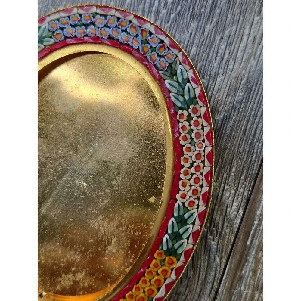 Antique Italian Micro Mosaic Florals Miniature Picture Frame 2